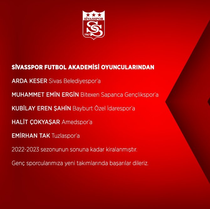 Sivasspor 5 Oyuncusunu Kiralık Gönderdi