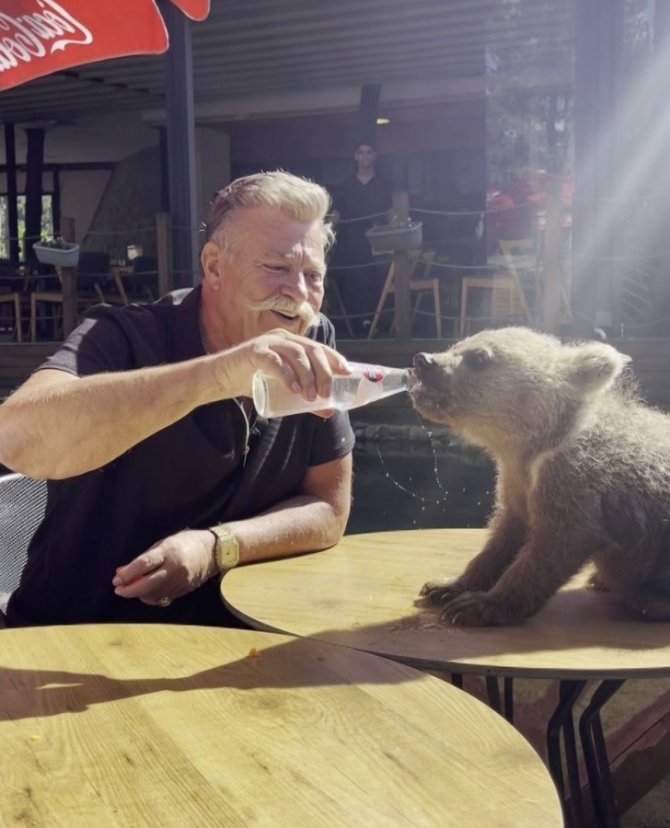 Nuri Alço’dan Yavru Ayıya Gazoz