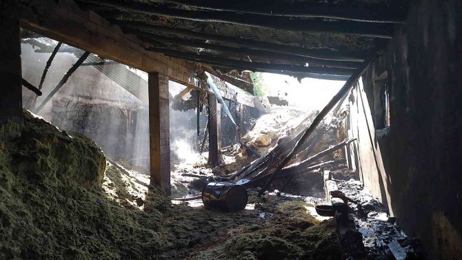 Muradiye’de 50 Ton Saman Kül Oldu