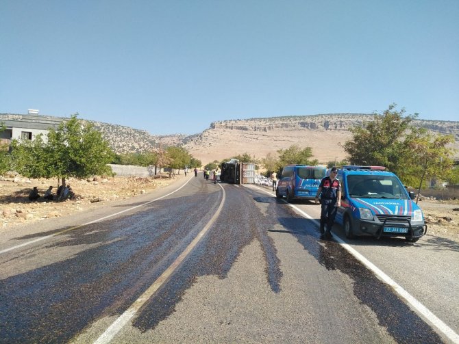 Tır Devrildi, Kömür Çuvalları Etrafa Saçıldı