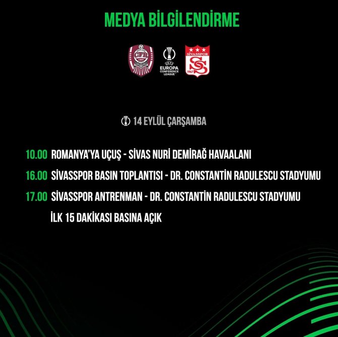 Cfr Cluj - Sivasspor Maç Programı Belli Oldu