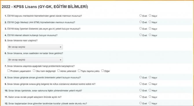 Ösym, 26 Soruluk Anketle Kpss Adaylarının Görüş, Öneri Ve Değerlendirmesini Aldı