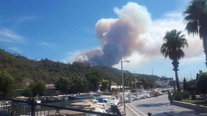 Marmaris’te Orman Yangınına Havadan Ve Karadan Müdahale Başladı