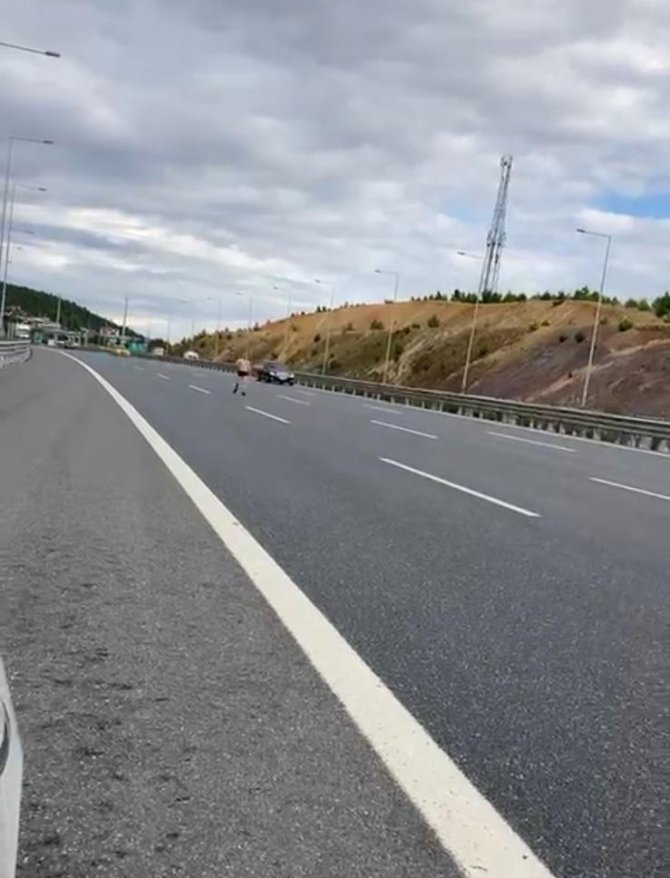 Çekmeköy’de Otobanda Yarı Çıplak Halde Koştu, Canını Tehlikeye Attı