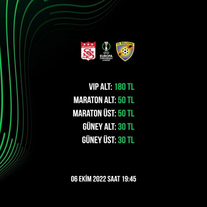 Sivasspor - Ballkani Maç Biletleri Satışta