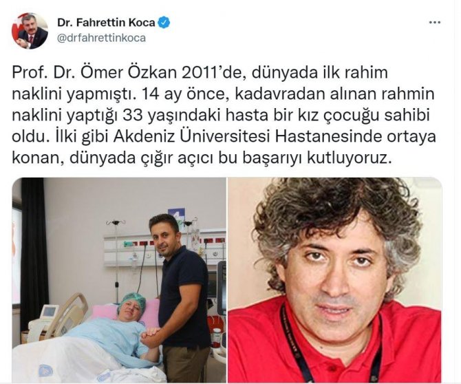 Bakan Koca’dan Prof. Dr. Ömer Özkan’a Övgü