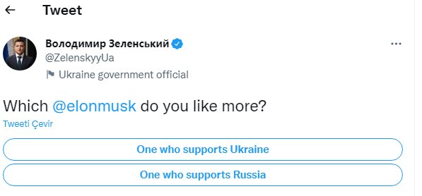 Elon Musk’ın “Ukrayna-rusya Barışı” Anketine Tepki