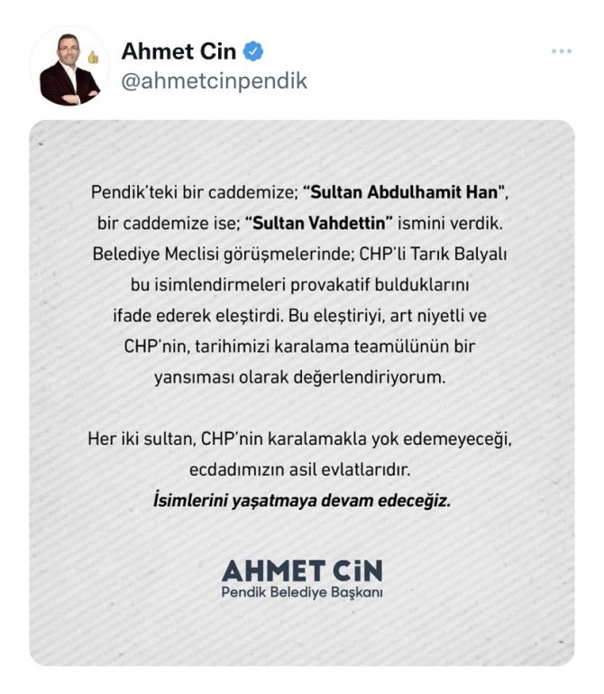 Başkan Cin’den Chp’li Meclis Üyesine Tokat Gibi Cevap: "Sultanların İsimlerini Yaşatmaya Devam Edeceğiz"