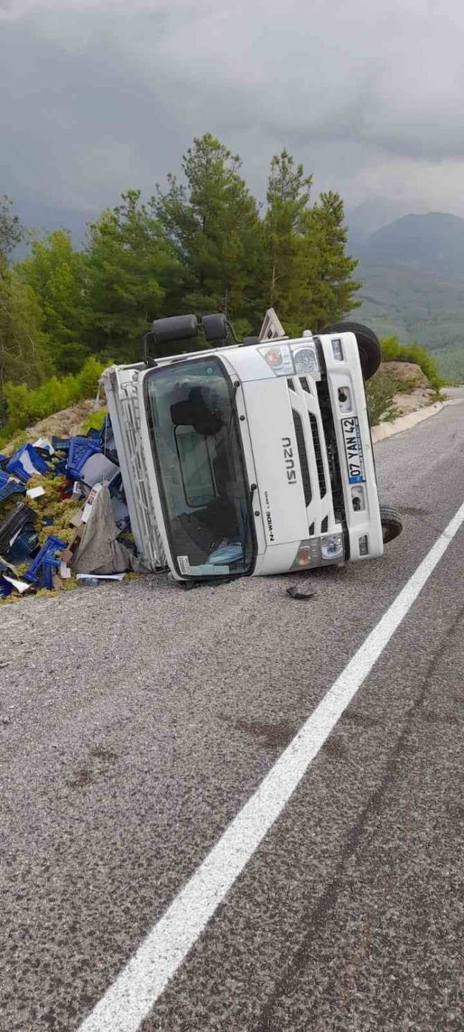 Seydikemer’de Üzüm Yüklü Kamyonet Devrildi: 1 Yaralı