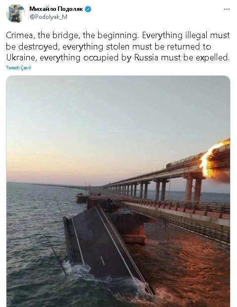 Ukrayna’dan Dikkat Çeken "Kırım" Paylaşımları: "Şafak Söküyor, Köprü Güzelce Yanıyor"