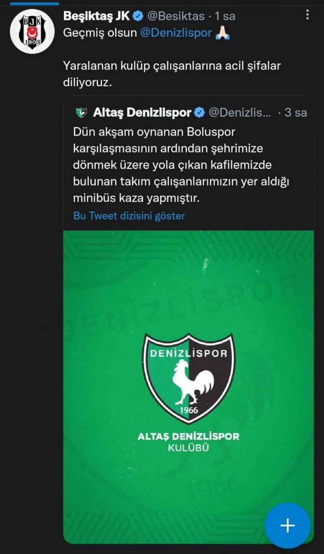 Spor Camiasından Denizlispor’a Geçmiş Olsun Mesajı