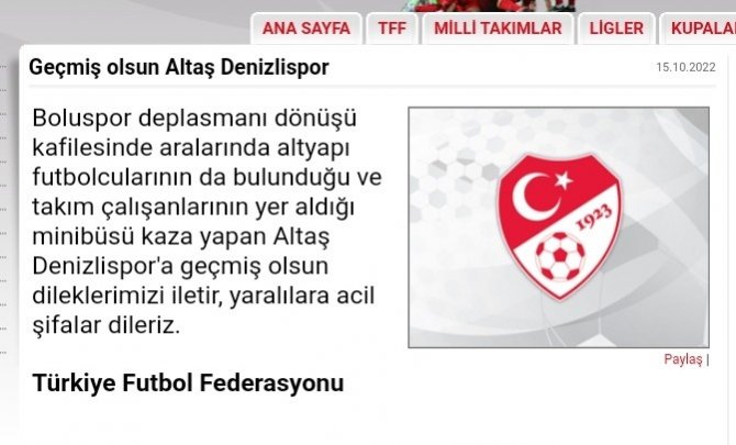 Spor Camiasından Denizlispor’a Geçmiş Olsun Mesajı