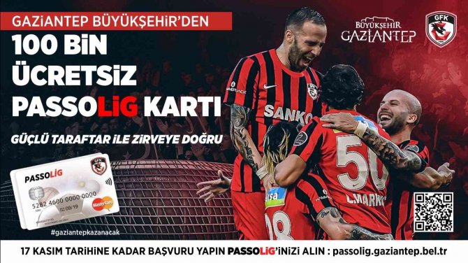 Gaziantep Fk Taraftarlarına 100 Bin Adet Ücretsiz Passolig Kartı