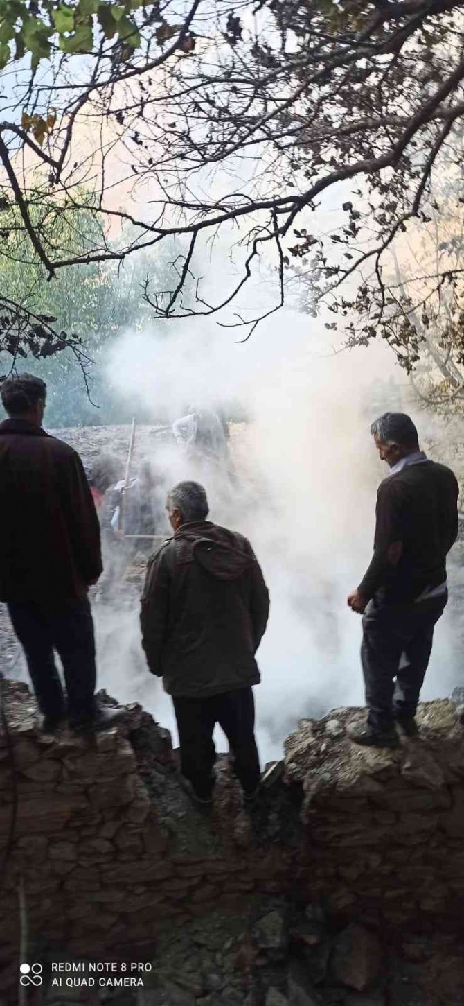 Gürpınar’da Ahır Yangını