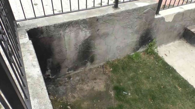 Gençler Parktaki Çöp Kutusunu Yakıp Tekmelediler