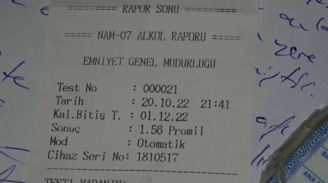 1,56 Promil Alkollü Çıktı, “Hata Yaptığımı Biliyorum, İnşallah Bir Daha Yapmam” Dedi