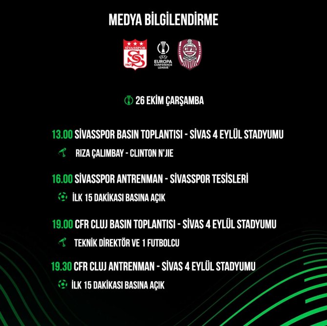 Sivasspor-cfr Cluj Maç Programı Belli Oldu