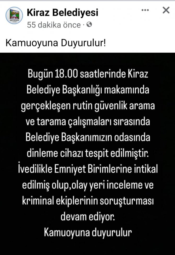 Kiraz Belediye Başkanının Makam Odasından Böcek Çıktı