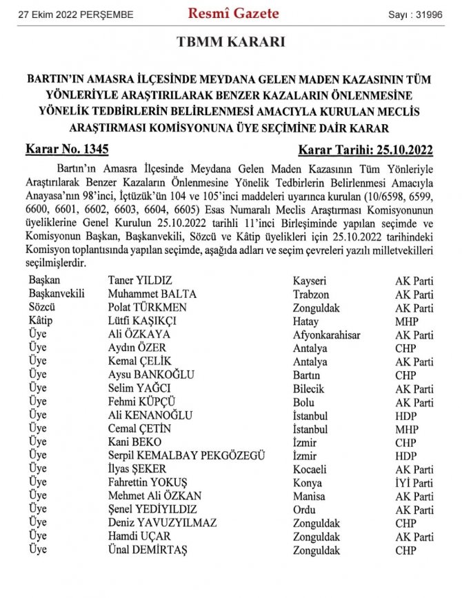 Tbmm Meclis Araştırması Komisyonu Çalışmalarına Başladı