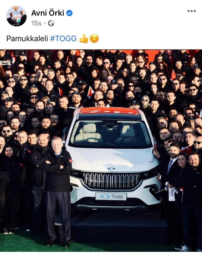 Başkan Örki’den Pamukkaleli Togg Paylaşımı