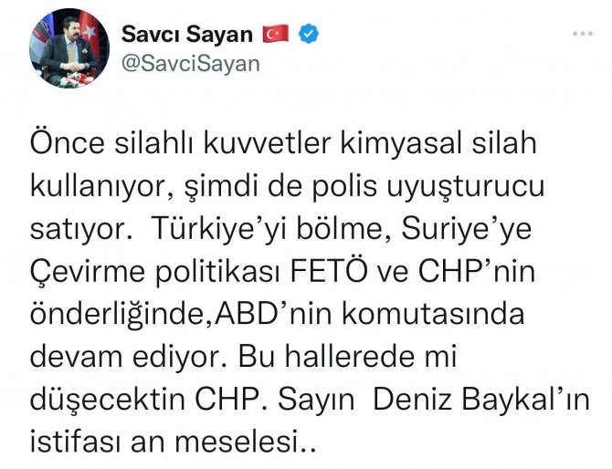 Başkan Sayan: “Deniz Baykal’ın Chp’den İstifası An Meselesi”