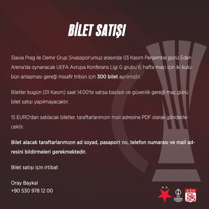 Sivasspor’dan Bilet Açıklaması