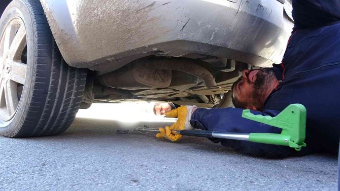 Yavru Kediyi Bulunduğu Yerden Çıkartmak Kolay Olmadı