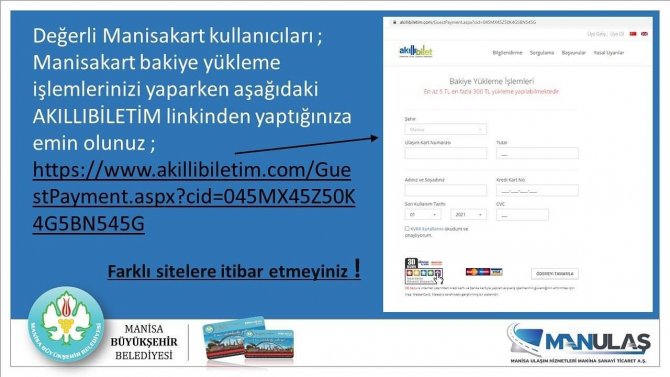 Maski̇’den Uyarı: ‘Manisakart Bakiye Yüklemesi Yaparken Dikkat!’