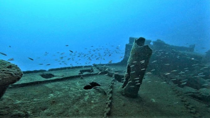 Antalya’da Tarihi Batıktaki Mühimmat Su Altı Kamerasıyla Görüntülendi