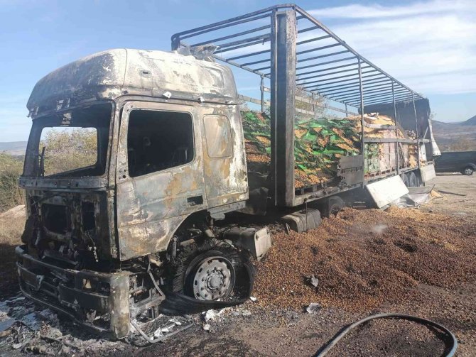 Fındık Yüklü Tır Alevlere Teslim Oldu