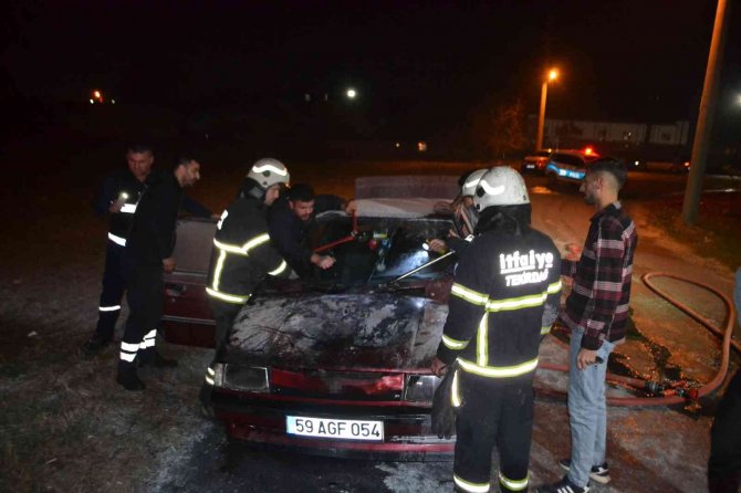 Seyir Halindeki Lpg’li Otomobilde Korkutan Yangın