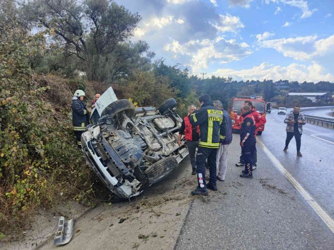 Yan Yatan Kamyonetten Burnu Bile Kanamadan Çıktı