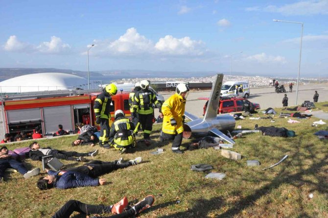 Çanakkale’de Uçak Kazası Tatbikatı Gerçekleştirildi