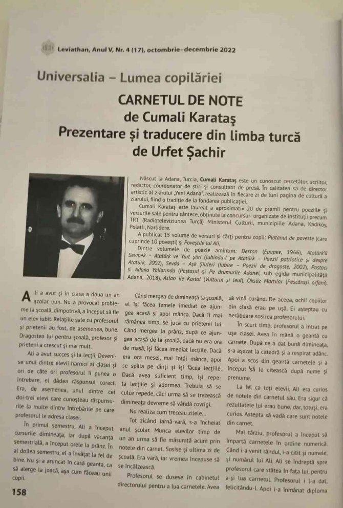 Karataş’ın Şiirlerinden Sonra Öyküsü De Rumence’ye Çevrildi