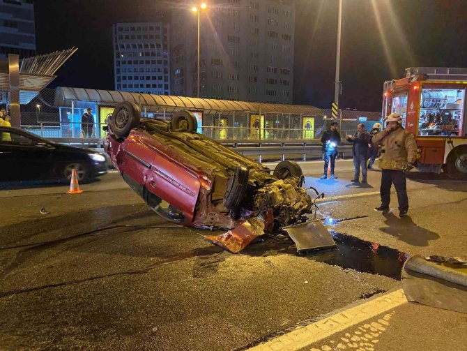 E-5 Kara Yolu’nda Bariyere Çarpan Otomobil Takla Attı: 1 Ağır Yaralı