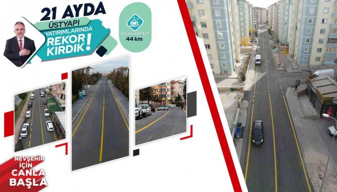 Nevşehir’de Üstyapı Çalışmaları Tamamlanan Yollarda Çizgi Çalışması Yapıldı