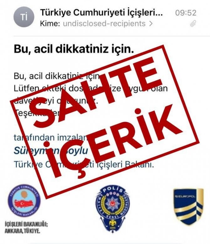 Egm’den Bakan Soylu Ve Europol İsmi İle Gönderilen Mailler Hakkında Uyarı