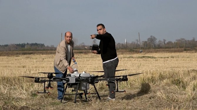 Tarlalar Dronla İlaçlanıyor