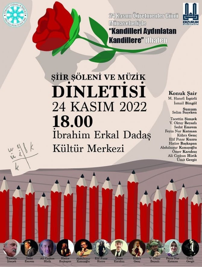 Tyb Erzurum Şubesi Öğretmenler Gününü Şiir Ve Türkülerle Kutlayacak