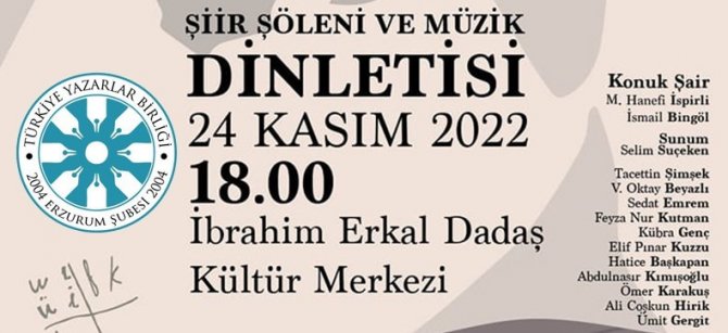 Tyb Erzurum Şubesi Öğretmenler Gününü Şiir Ve Türkülerle Kutlayacak