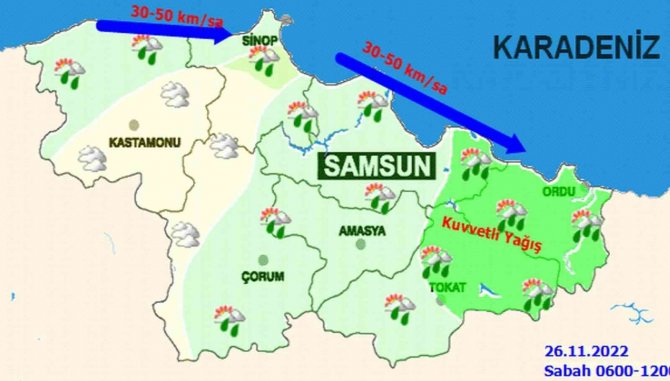 Samsun’da Metrekareye 75,4 Kilo Yağış Düştü
