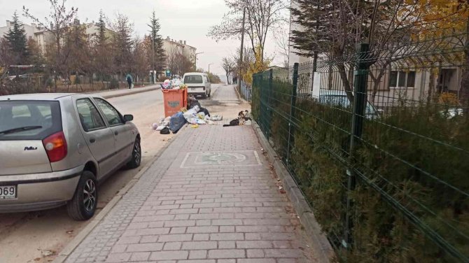 Odunpazarı’nda Konteynerden Taşan Çöpler Kaldırımı Kapladı