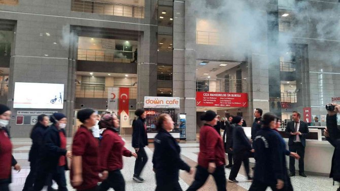 Çağlayan Adliyesi’nde Gerçeği Aratmayan Yangın Tatbikatı