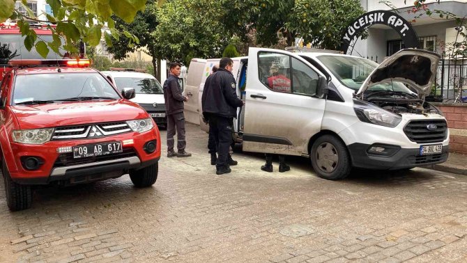 Doğal Gaz Dağıtım Şirketinin Aracında Çıkan Yangın Korkuttu