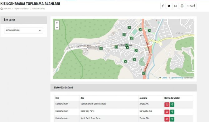 Abb Başkentteki Afet Ve Acil Durum Toplanma Alanlarını Yayınlamaya Başladı
