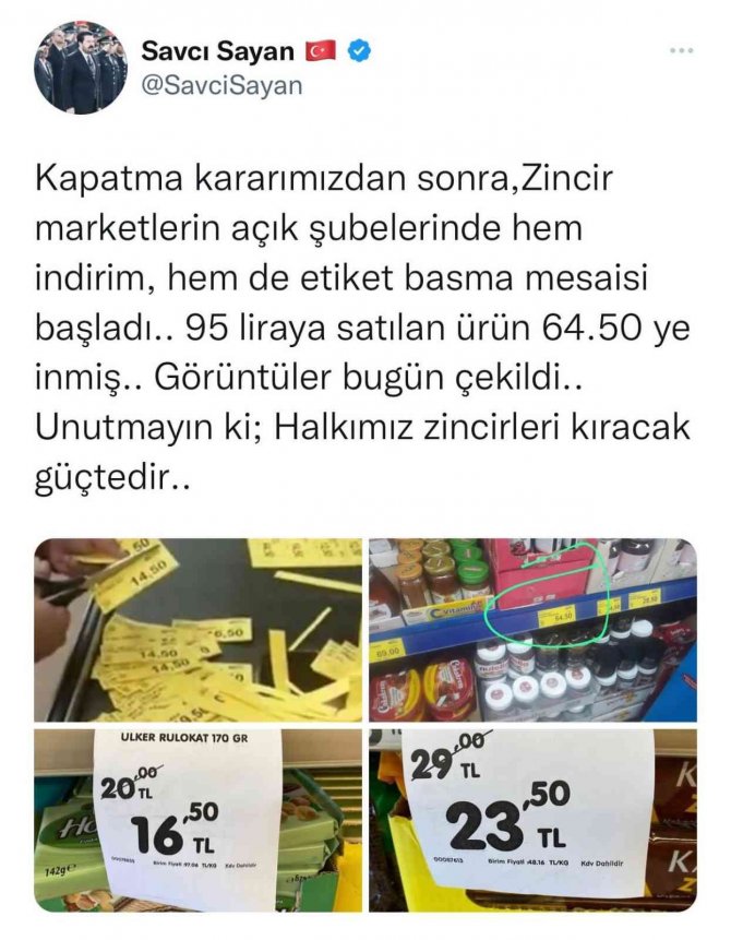 Başkan Sayan’ın Kapatma Kararının Ardından Zincir Marketler Fiyat Düşürdü