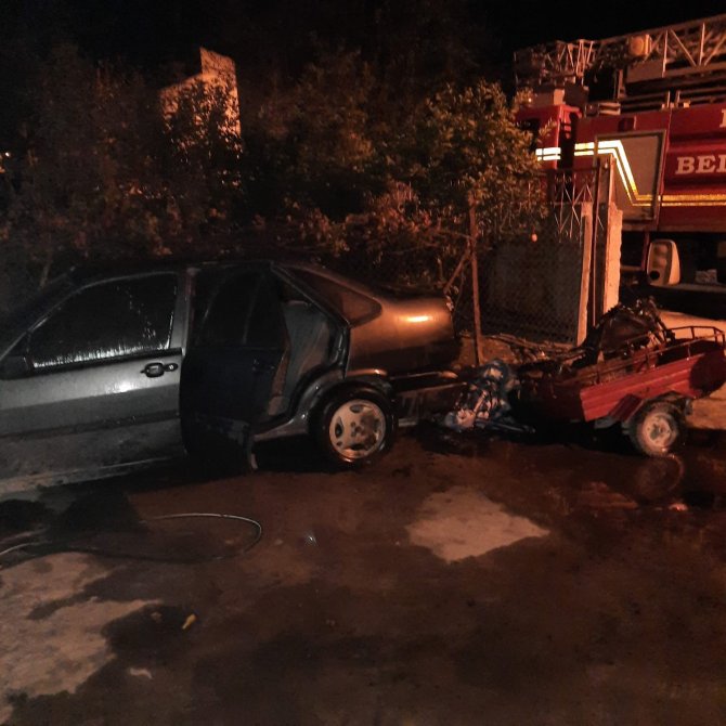 Yangında Otomobil Ve Motosiklet Kullanılamaz Hale Geldi