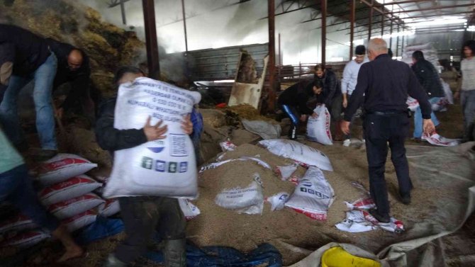 Besihanede Çıkan Yangında Binlerce Saman Balyası Yandı, Hiç Kullanılmayan Son Model Traktör Küle Döndü