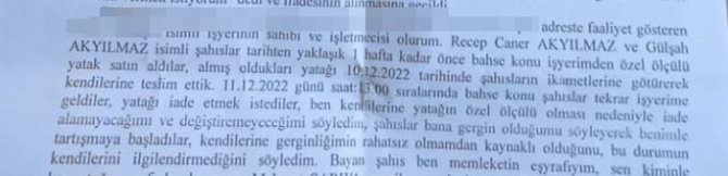 Yatak İade Tartışması Karakolluk Oldu