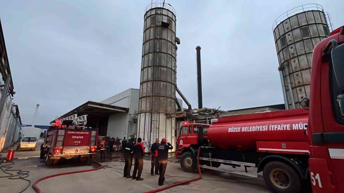 Düzce’de Fabrika Yangını Korkuttu